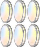 JACKYLED 10 Inch Ceiling Light Fixture, 6 Pack Brushed Nickel LED Ceiling Light Flush Mount Light Fixture, 2700K/3000K/4000K/5000K/6000K Selectable Daylight for Bedroom, Kitchen, Bathroom, 20w 1200LM