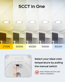 JACKYLED 10 Inch Ceiling Light Fixture, 6 Pack Brushed Nickel LED Ceiling Light Flush Mount Light Fixture, 2700K/3000K/4000K/5000K/6000K Selectable Daylight for Bedroom, Kitchen, Bathroom, 20w 1200LM