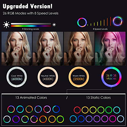 10" RGB Selfie Ring Light  JACYKLED 26 Colors RGB Flash Ring Light