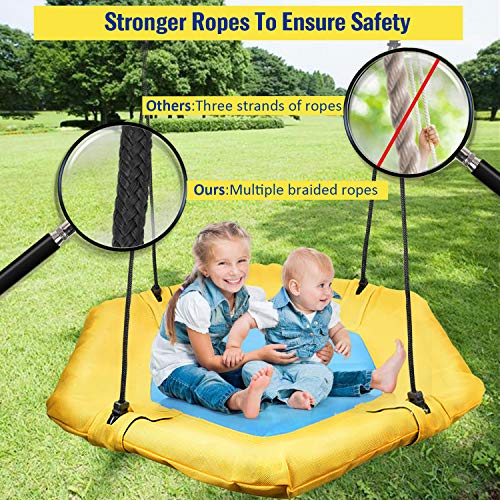 CPC Certified Flying Saucer Tree Swing with Jingle Bells PACEARTH  - 600lbs Weight Capacity