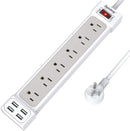 SUPERDANNY USB Surge Protector Power Strip  6 Outlet 4 USB Port