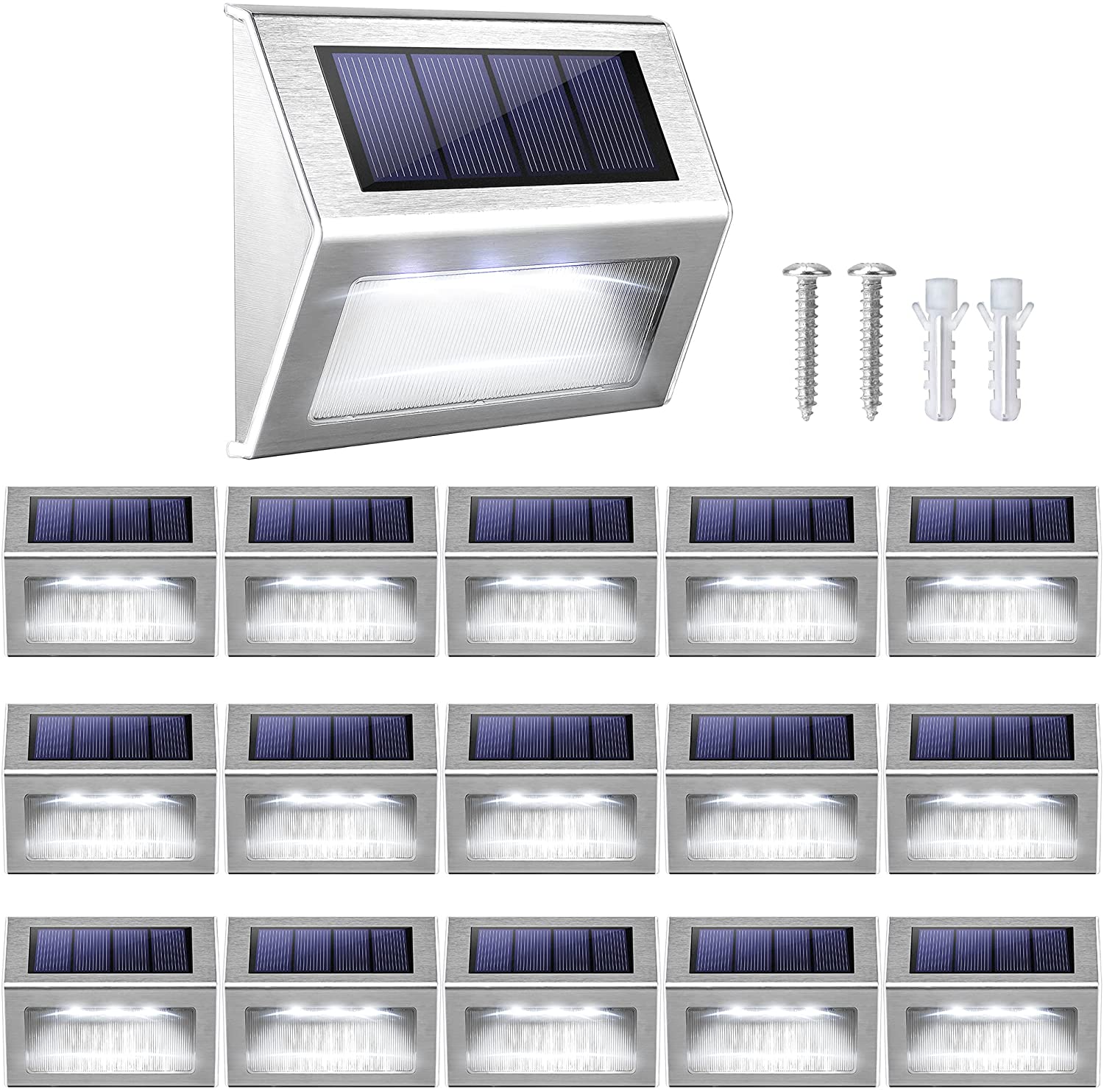 LED Solar Deck Lights 16-Pack JACKYLED Solar Step Lights, Outdoor Step  Lights, Solar Deck Lights