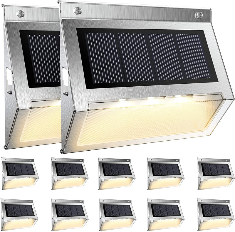 Upgrade 3 LED Solar Step Lights JACKYLED 12-Pack