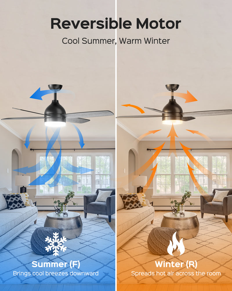Ceiling Fans with Lights, 52 Inch Ceiling Fans with Lights and Remote,Ceiling Fans for Patios Bedroom Farmhouse, Dimmable 3CCT LED, Quiet Reversible Motor silent socket bulb control spotlight Modern Design Home Decor fan