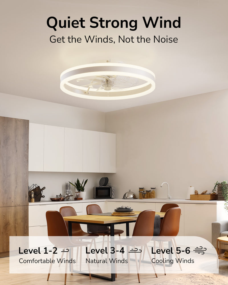 Ceiling Fan with Light,Low Profile,Flush Mount  Ceiling Fans with Lights 20''  3 Color Dimmable LED Light 6 speeds Reversible Timing Ceiling Fan Remote Control, bulb Modern Aesthetics Dc Motor Convenience Cooling Air Ultra Quiet