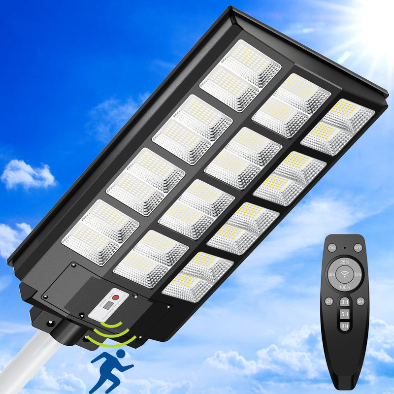 3600000 Lumens Solar Street Light Outdoor Solar Flood Lights with Motion Sensor for Outside Yard Parking Lot Lights,Waterproof LED Lights Dusk Dawn Solar Light outdoor wall yard  lights streetlamp exterior fixture basketball court Safety Garage