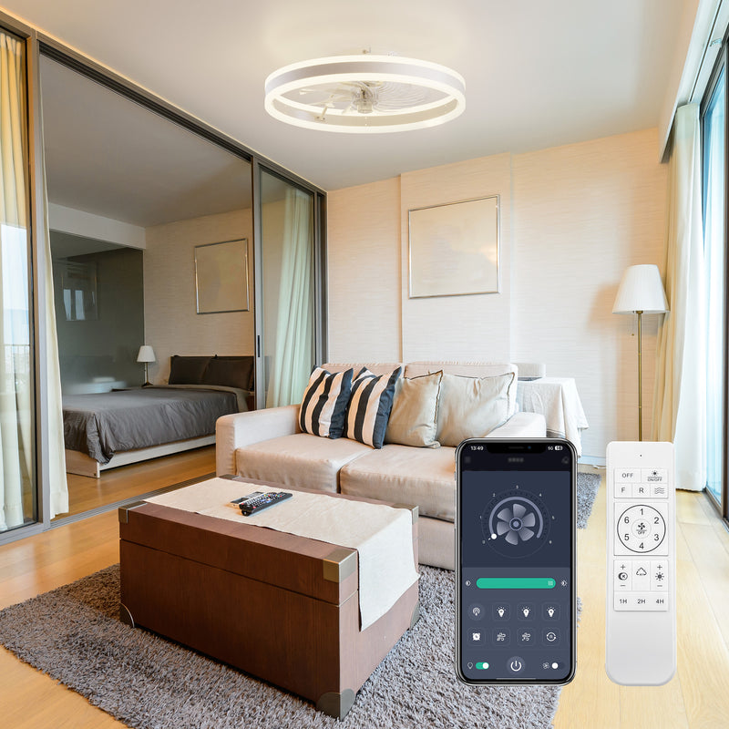 Ceiling Fan with Light,Low Profile,Flush Mount  Ceiling Fans with Lights 20''  3 Color Dimmable LED Light 6 speeds Reversible Timing Ceiling Fan Remote Control, bulb Modern Aesthetics Dc Motor Convenience Cooling Air Ultra Quiet