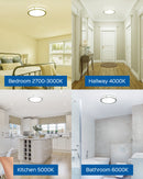 JACKYLED 10 Inch Ceiling Light Fixture, 6 Pack Brushed Nickel LED Ceiling Light Flush Mount Light Fixture, 2700K/3000K/4000K/5000K/6000K Selectable Daylight for Bedroom, Kitchen, Bathroom, 20w 1200LM