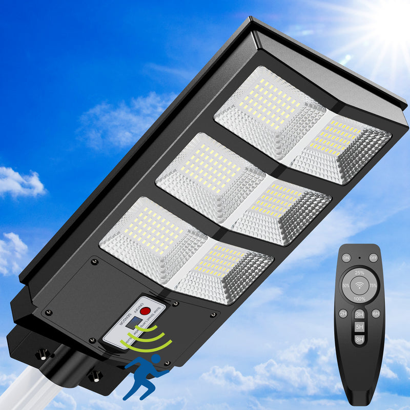 3600000 Lumens Solar Street Light Outdoor Solar Flood Lights with Motion Sensor for Outside Yard Parking Lot Lights,Waterproof LED Lights Dusk Dawn Solar Light outdoor wall yard  lights streetlamp exterior fixture basketball court Safety Garage
