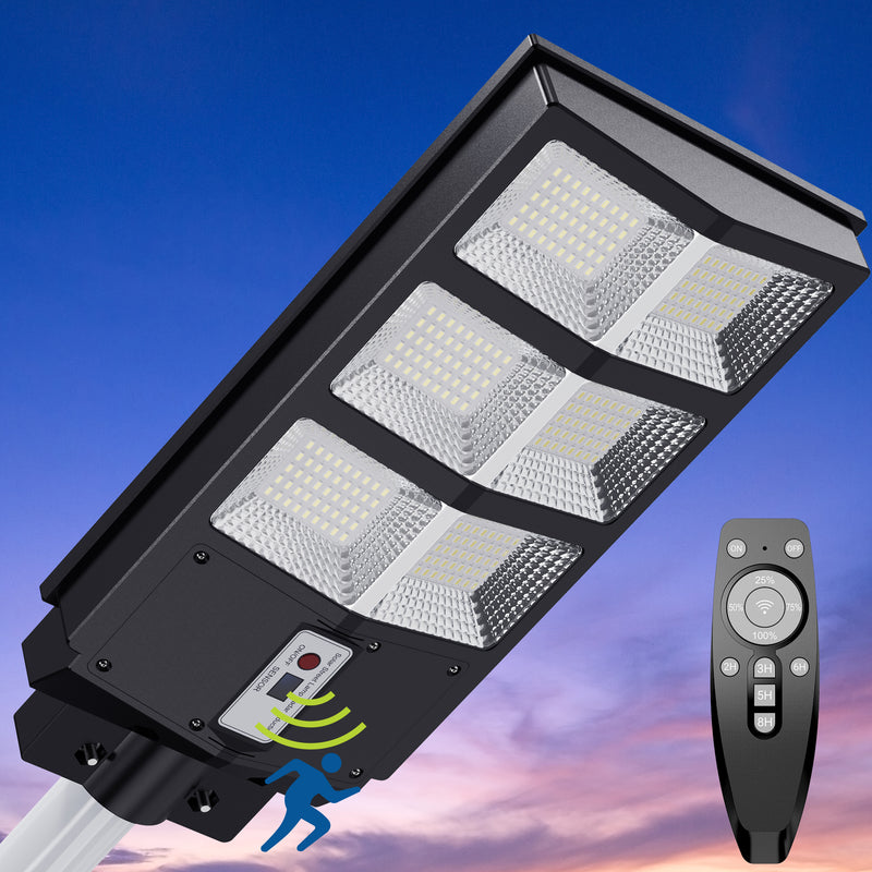 3600000 Lumens Solar Street Light Outdoor Solar Flood Lights with Motion Sensor for Outside Yard Parking Lot Lights,Waterproof LED Lights Dusk Dawn Solar Light outdoor wall yard  lights streetlamp exterior fixture basketball court Safety Garage