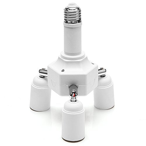 JACKYLED Light Socket Splitter 4 in 1 Lengthen E26 E27 Base Adapter Converter