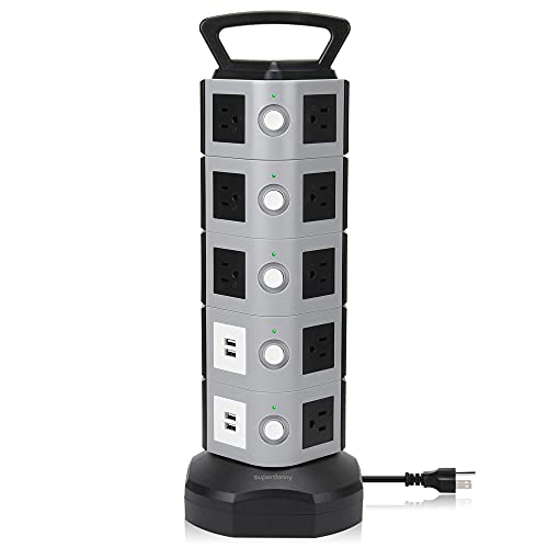 Power Strip Tower SDD005-5 Surge Protector SUPERDANNY, 18 Outlet Plugs with 4.2A 4-USB Slot