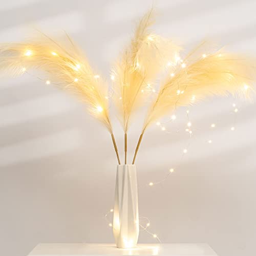 Large Artificial Pampas Decor JACKYLED 43.3" Tall Pampas with LED String Lights