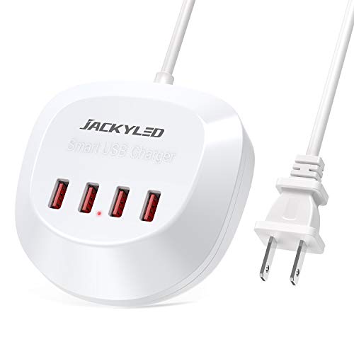 JACKYLED Desktop USB Charging Station 4 Ports USB Charger Hub with Smart IC White