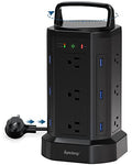 SUPERDANNY 12 AC Outlets Power Strip Tower Cord Retracting