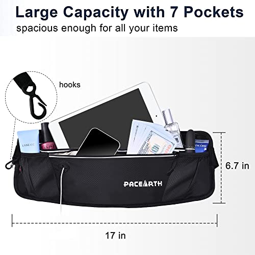 PACEARTH Anti-Theft Fanny Pack with 7 Pockets 2 Hooks, 17*6.7''