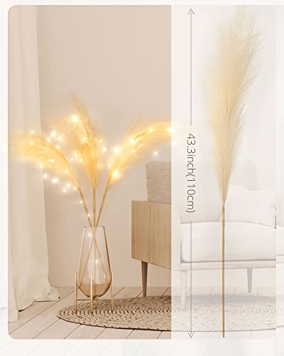 Large Artificial Pampas Decor JACKYLED 43.3" Tall Pampas with LED String Lights