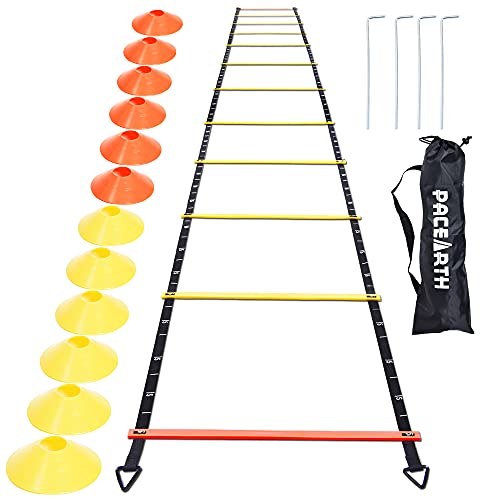 PACEARTH Agility Ladder - 12 Rung 20ft Agility Speed and Balance Training Ladder