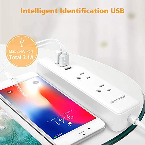 ETL Cruise Power Strip JACKYLED with 3.1A USB Ports Portable Mini Charging Station Travel 5FT Extension Cord