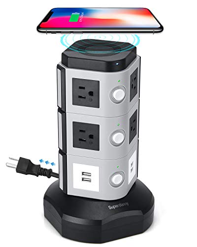 Surge Protector Tower with 10W Wireless Charger SUPERDANNY