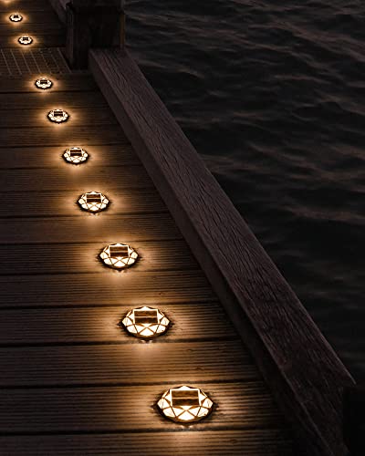 Solar Deck Lights, 4 Pack JACKYLED Driveway Dock Lights, 1200mAh IP68 Waterproof LED Outdoor Road Markers