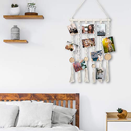 ULG Hanging Photo Display Wall Decor Macrame Wall Pictures Organizer