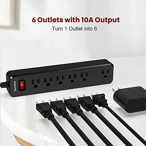 SUPERDANNY Power Strip Surge Protector 6 AC Outlets