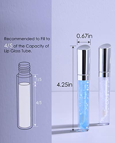 ULG 10Pieces 5ml Lip Gloss Tubes with Wand Rubber Insert, Non-leaking Lip Balm Containers,Silver