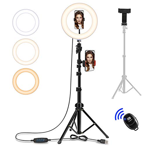 10" Selfie Ring Light with 3 Flexible Phone Holders, SUPERDANNY