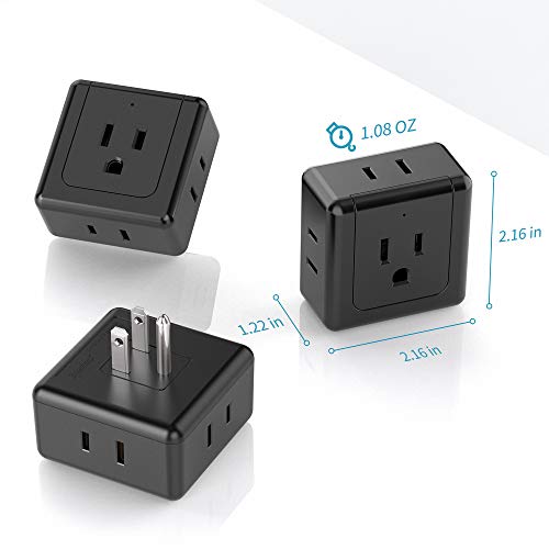 Multi Plug Outlet Extender Wall Power Tap Expander, SUPERDANNY 2 Prong/3 Prong