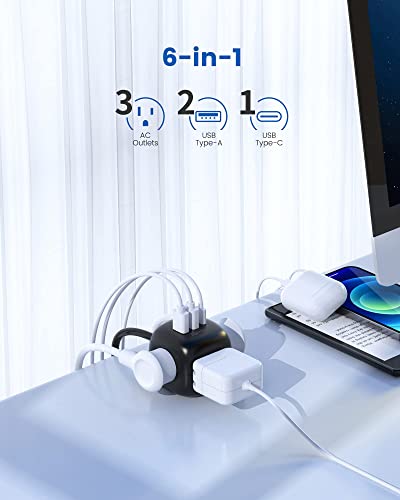 Power Strip with USB C (30W), SUPERDANNY 5 ft Extension Cord with 3 Outlets and 3 USB Ports