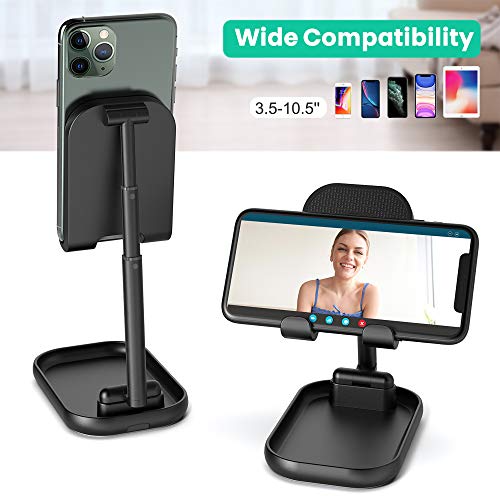 Cell Phone Stand, SUPERDANNY Height & Angle Adjustable Cellphone Holder with Extra Storage Room