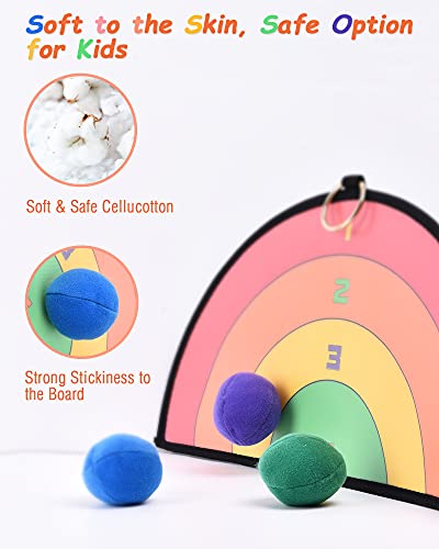 Toss and Catch Ball Set, Rainbow Dart Board for Kids, Pacearth