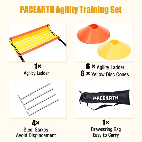 PACEARTH Agility Ladder - 12 Rung 20ft Agility Speed and Balance Training Ladder