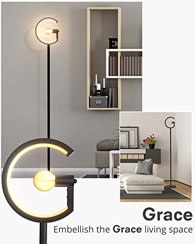 G-Shaped Design Floor Lamp, JACKYLED Industrial Standing Lamp with E26 Socket (Bulb Not Included)