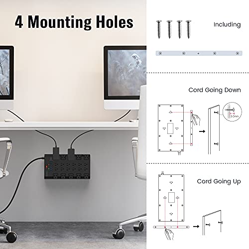 SUPERDANNY Surge Protector, 22 AC Outlets, 6 USB Ports