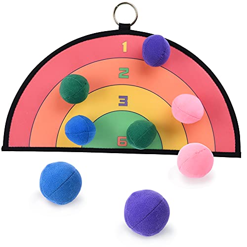 Toss and Catch Ball Set, Rainbow Dart Board for Kids, Pacearth