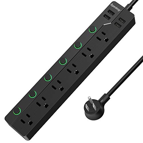 SUPERDANNY Sub-Control USB Surge Protector Power Strip Mountable 5ft Extension Cord