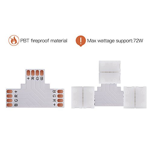 JACKYLED T Shape 4 Pins Connector 10-pack