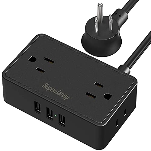 SUPERDANNY Power Strip, 4 AC Outlets, 3 USB Ports, 5ft Cord