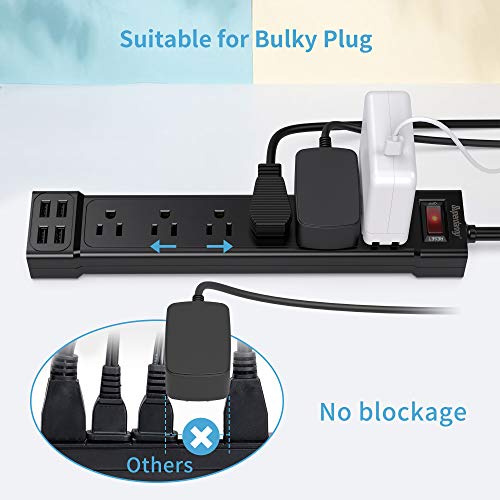 SUPERDANNY USB Surge Protector Power Strip  6 Outlet 4 USB Port