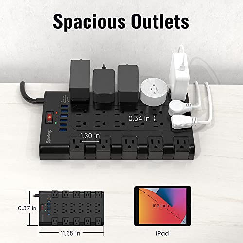 SUPERDANNY Surge Protector, 22 AC Outlets, 6 USB Ports