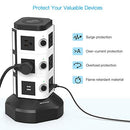 Power Strip Tower with Wireless Charger JACKYLED 10 AC Outlets 4 USB Ports