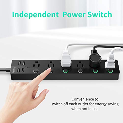 SUPERDANNY Sub-Control USB Surge Protector Power Strip Mountable 5ft Extension Cord