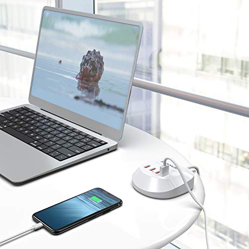 JACKYLED Desktop USB Charging Station 4 Ports USB Charger Hub with Smart IC White