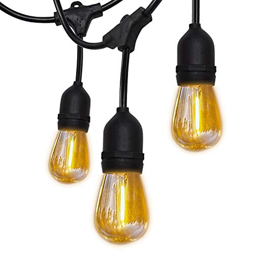 UL Approval 52Ft Shatterproof Outdoor String Lights with 24 Sockets 26 Bulbs, SUPERDANNY