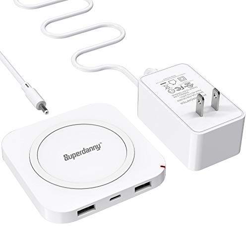 SUPERDANNY Ultra-Slim Wireless Charger with 1 Type C Port, 2 USB Ports