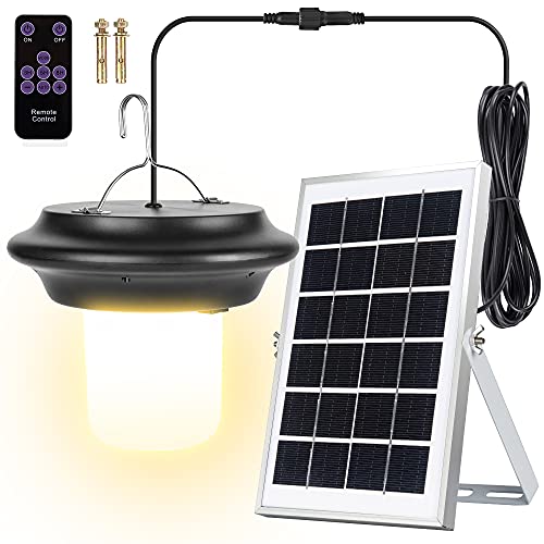 Solar Pendant Light JACKYLED Solar Powered Shed Light Outdoor, 3000K Warm White