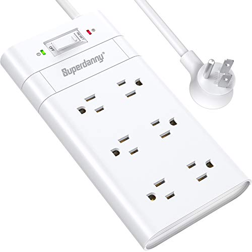 Surge Protector Power Strip with 45°Angled Flat Plug, SUPERDANNY