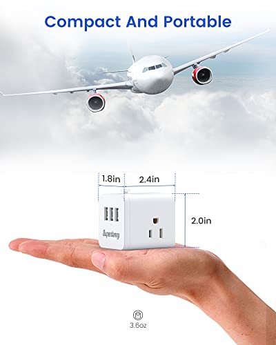 SUPERDANNY European Retractable Travel Adapter 3 AC & 3 USB